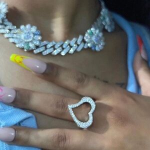 CZ Open Heart Ring for Men and Women - Size 8